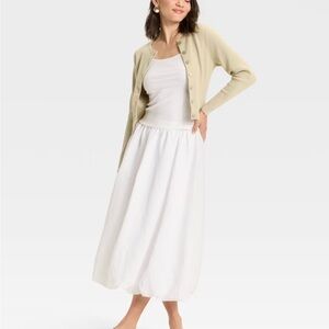 Women's Midi A-Line Skirt - A New Day White Elegant Women's Skirt size XL NWT